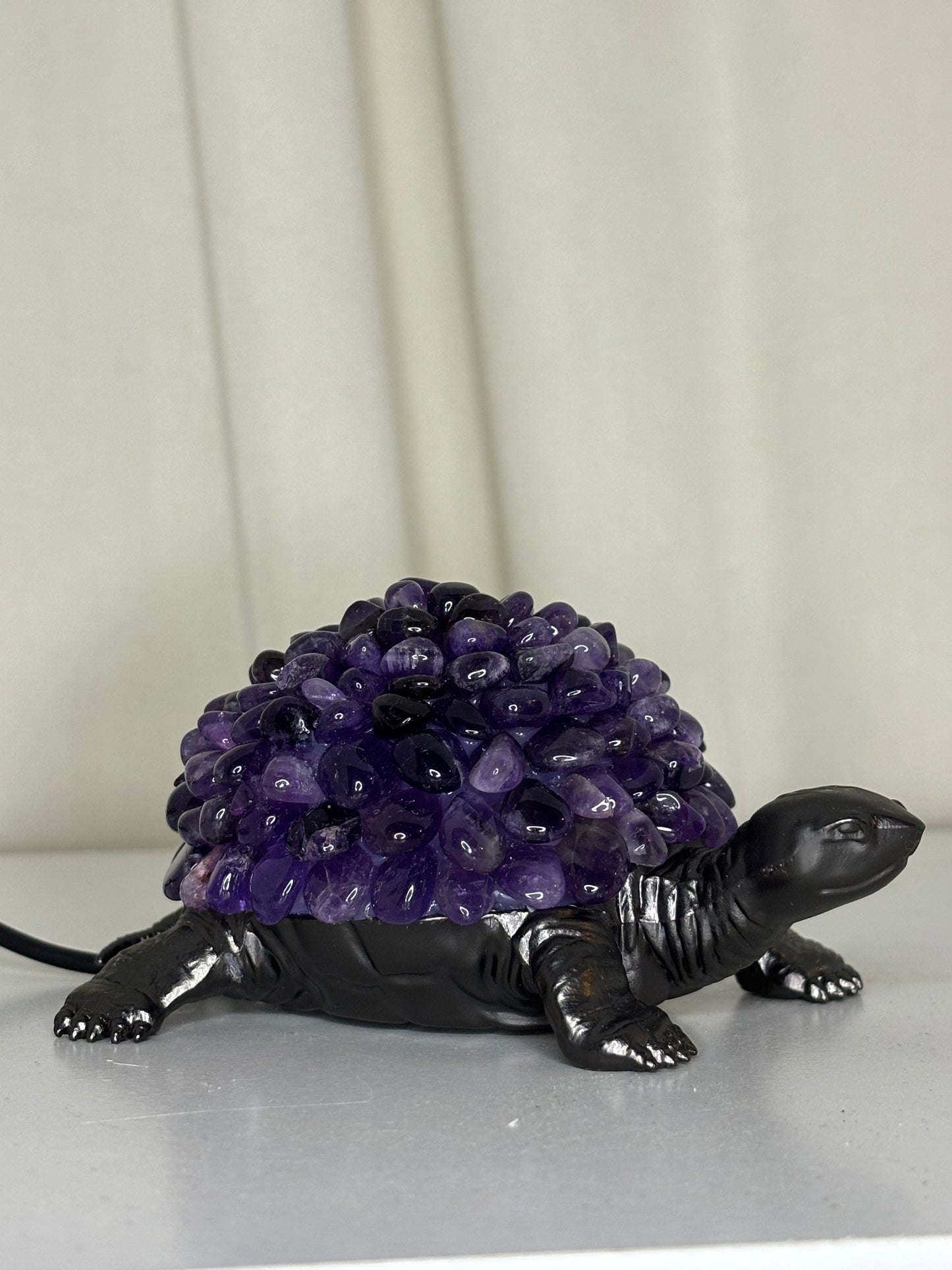 Clear Quartz Turtle Lamp with Clear Crystal Base