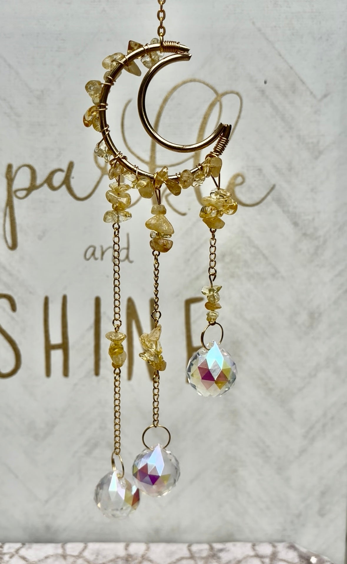 Crystal Cresent Moon Suncatchers