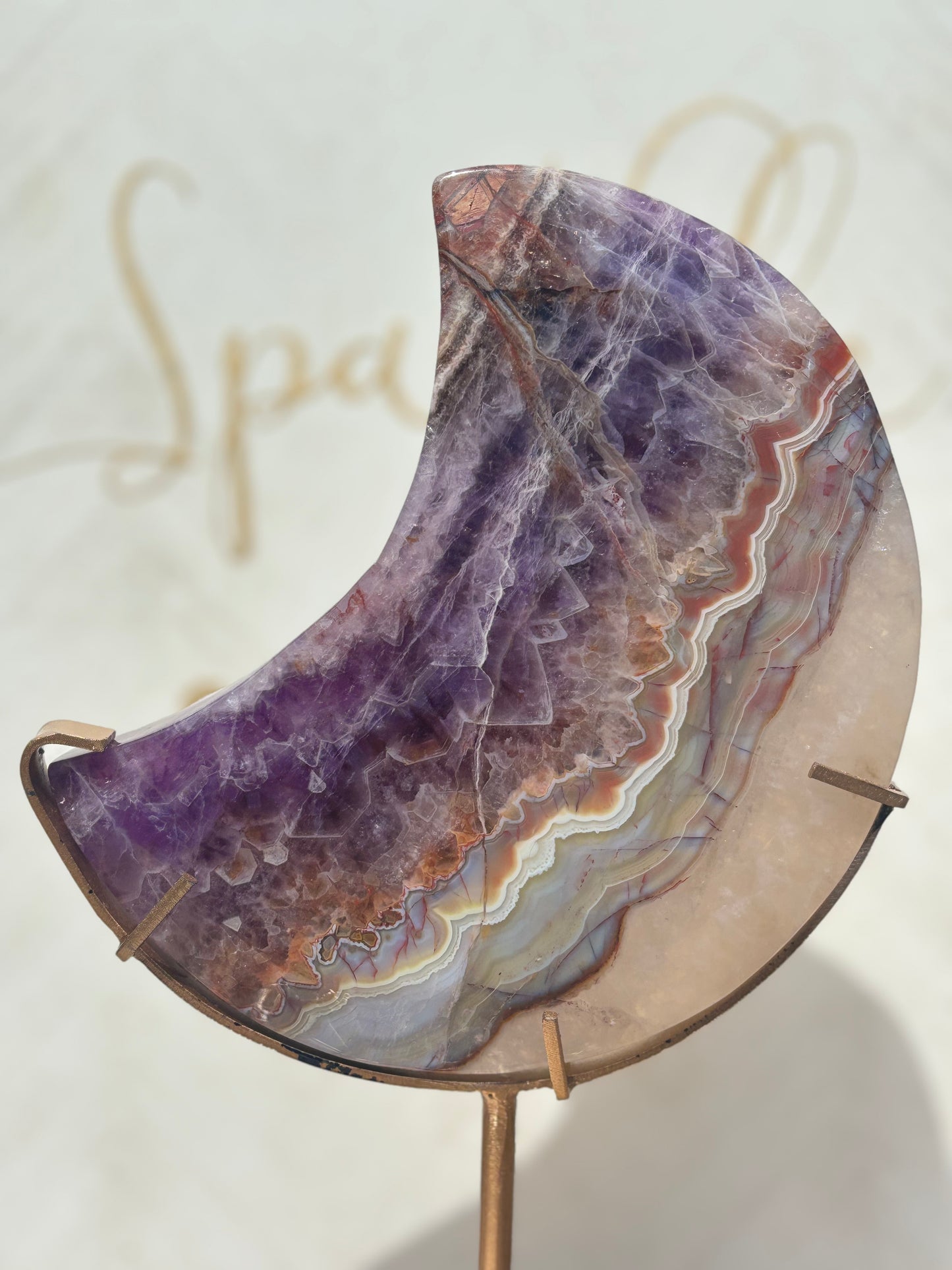Boho Amethyst Moon on Gold Stand| Crazy Lace x Amethyst