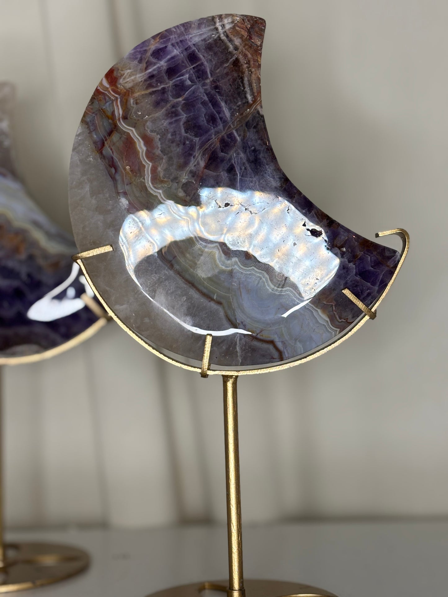 Boho Amethyst Moon on Gold Stand| Crazy Lace x Amethyst