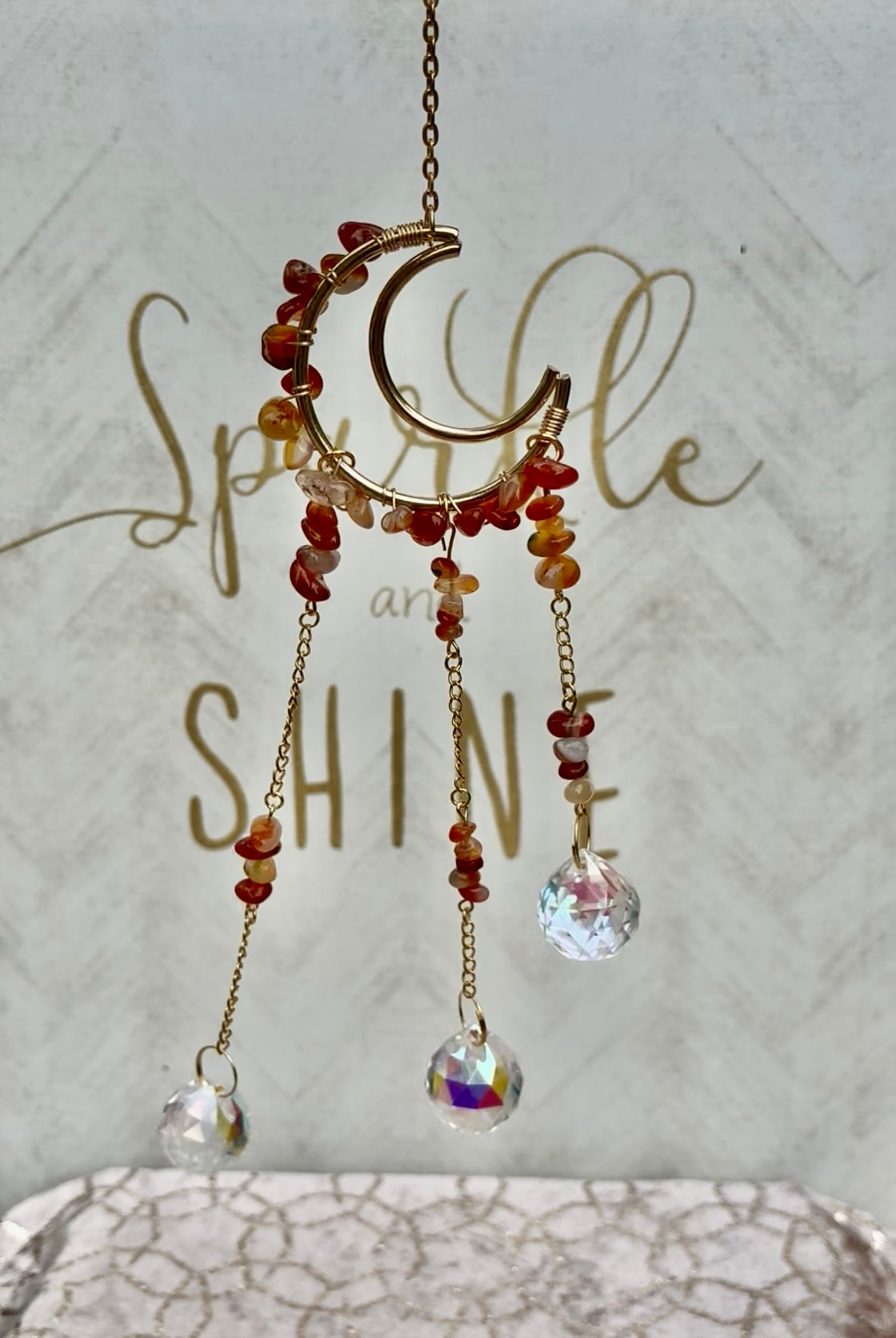 Crystal Cresent Moon Suncatchers