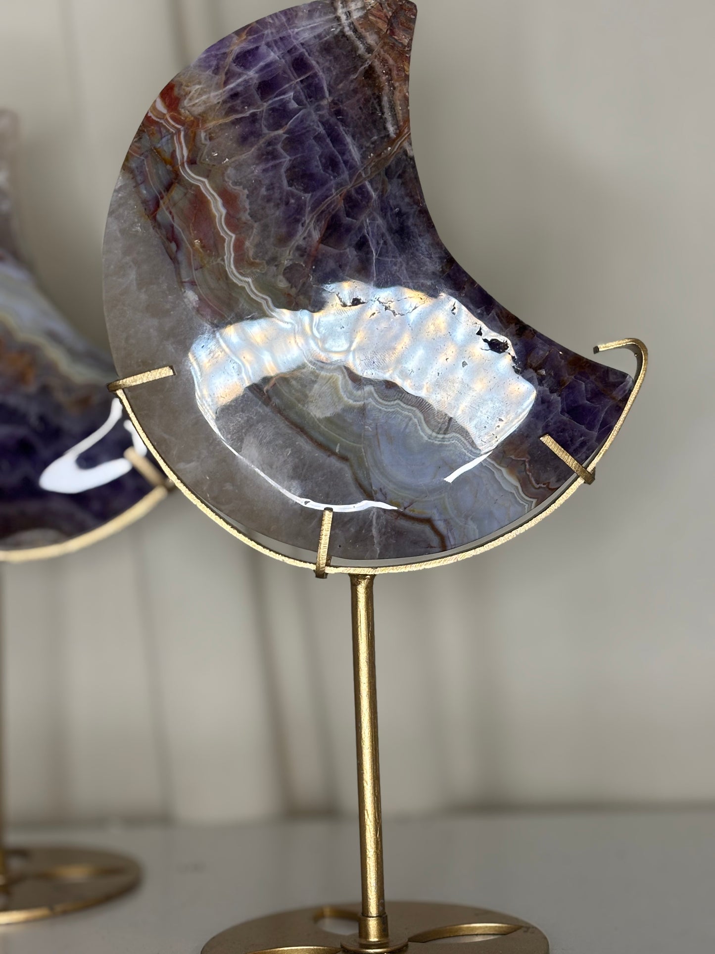 Boho Amethyst Moon on Gold Stand| Crazy Lace x Amethyst
