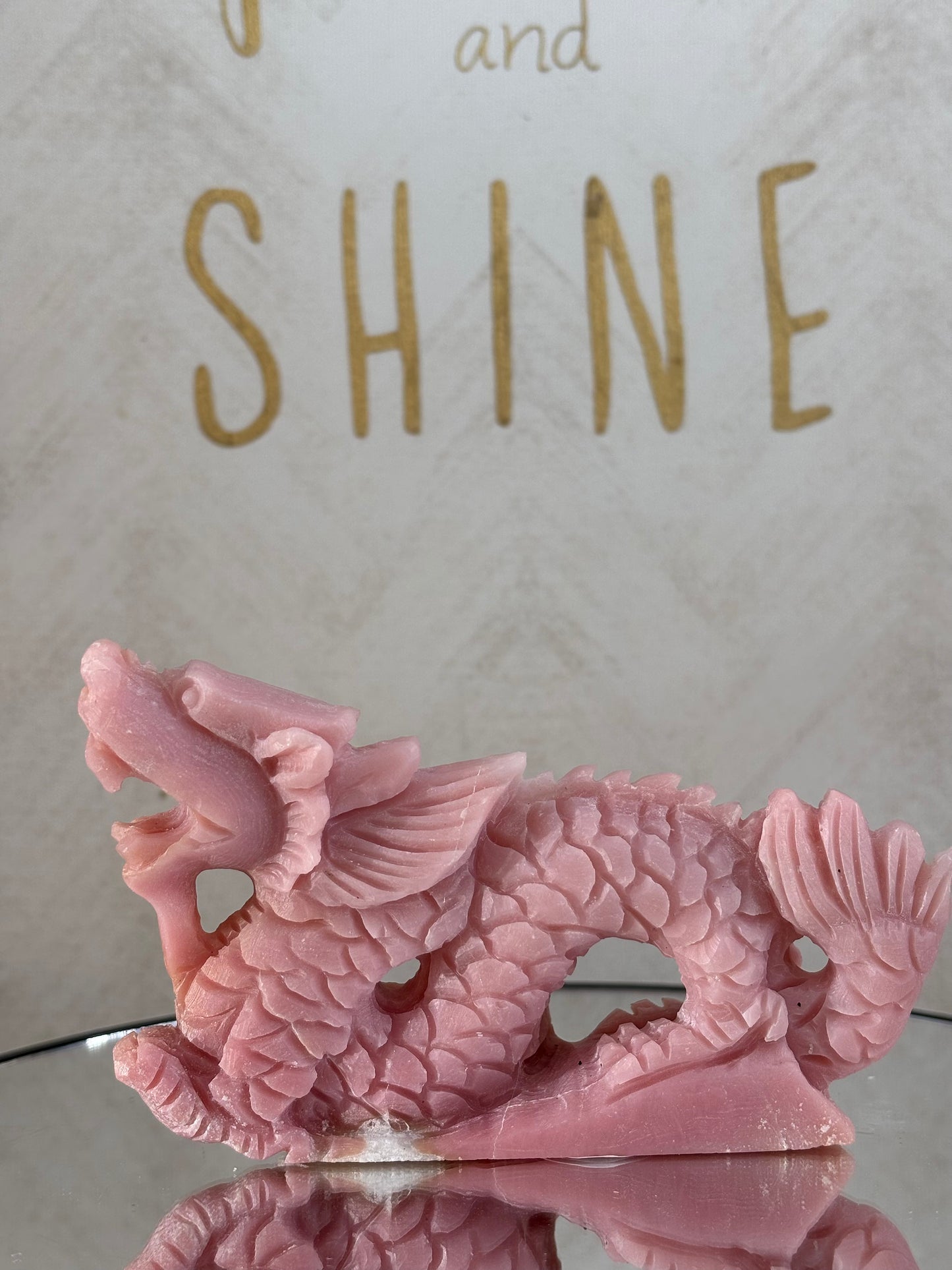 Pink Opal Dragon - HandCarved