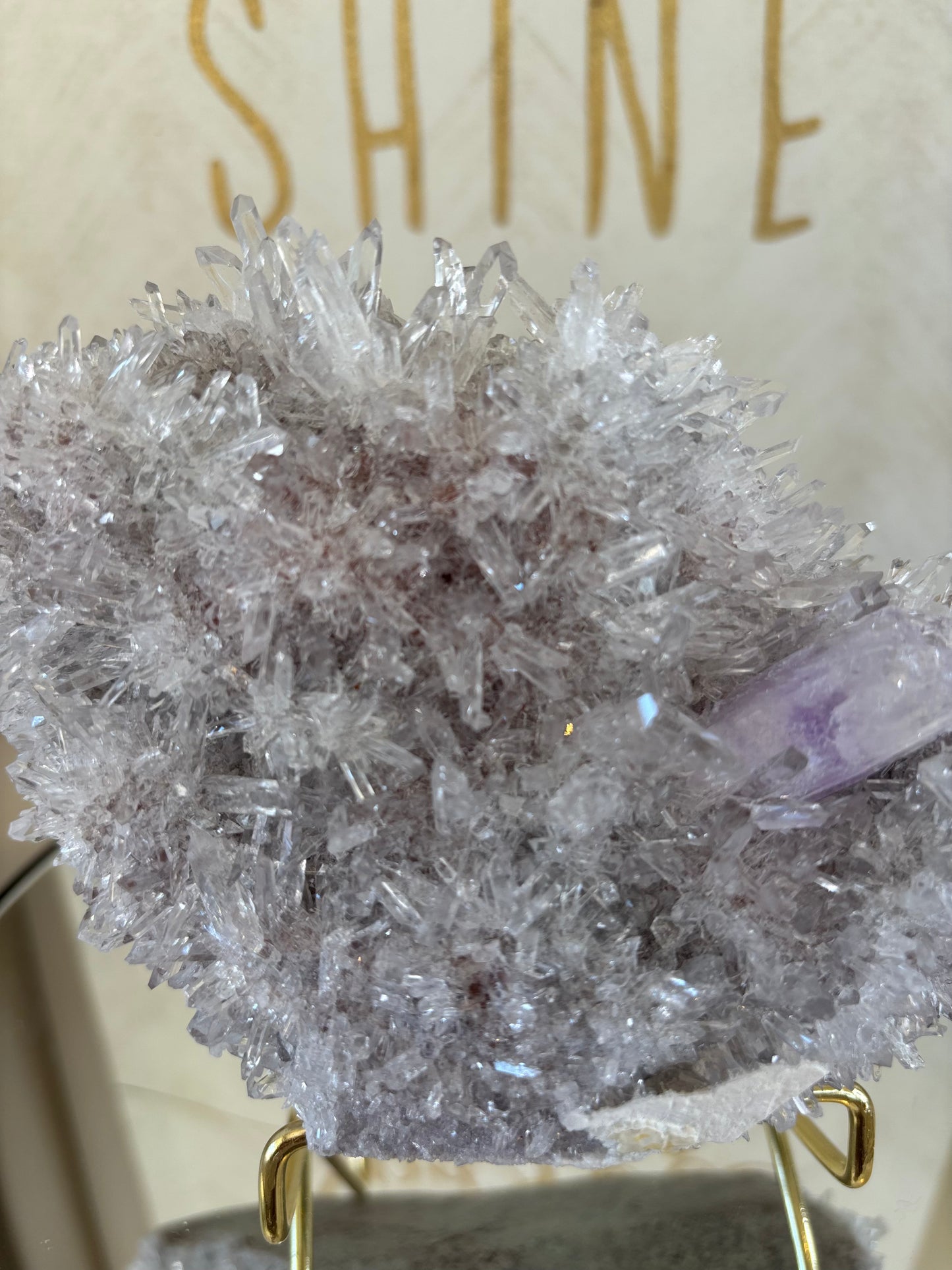 Needle Quartz Crystal Cluster with Amethyst
