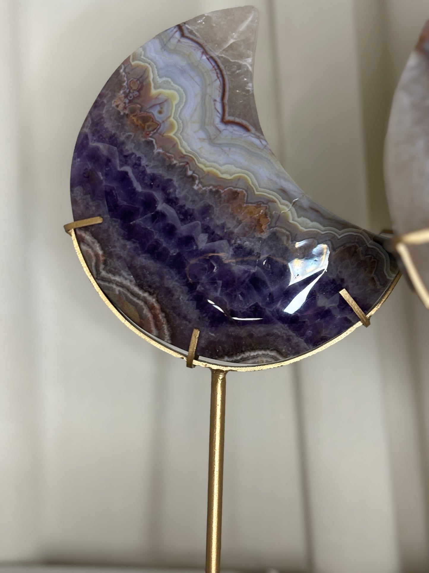 Boho Amethyst Moon on Gold Stand| Crazy Lace x Amethyst