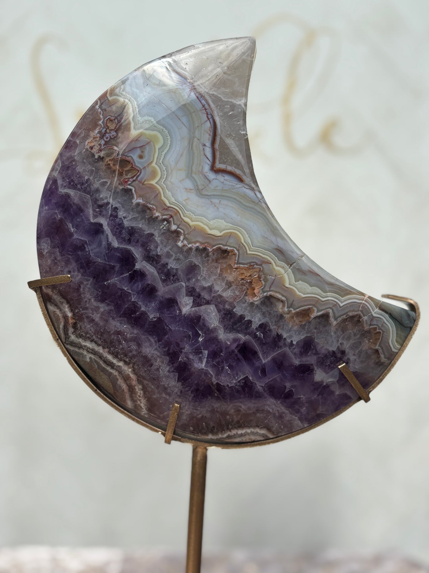 Boho Amethyst Moon on Gold Stand| Crazy Lace x Amethyst