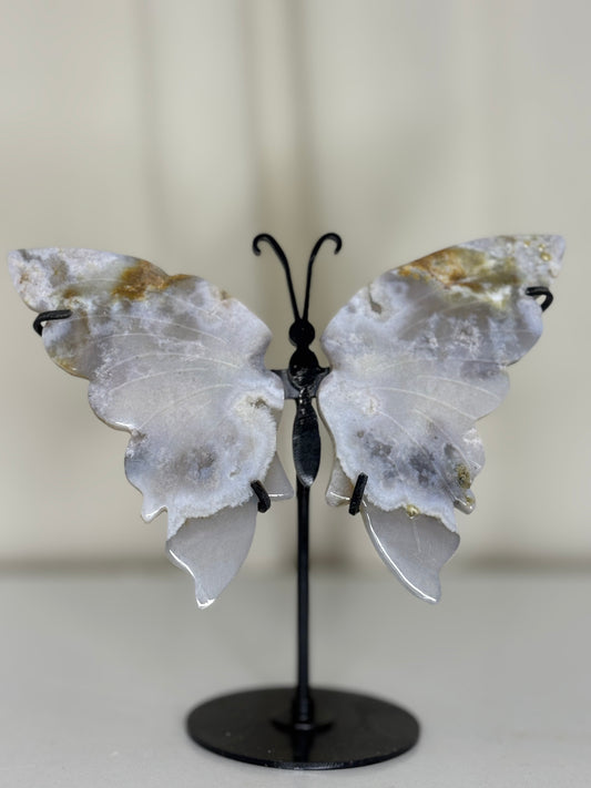 Agate Butterfly Wings on Stand