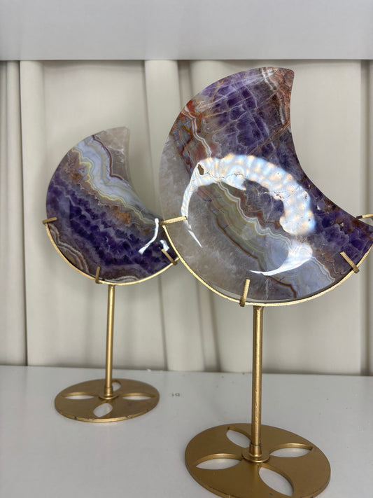 Boho Amethyst Moon on Gold Stand| Crazy Lace x Amethyst