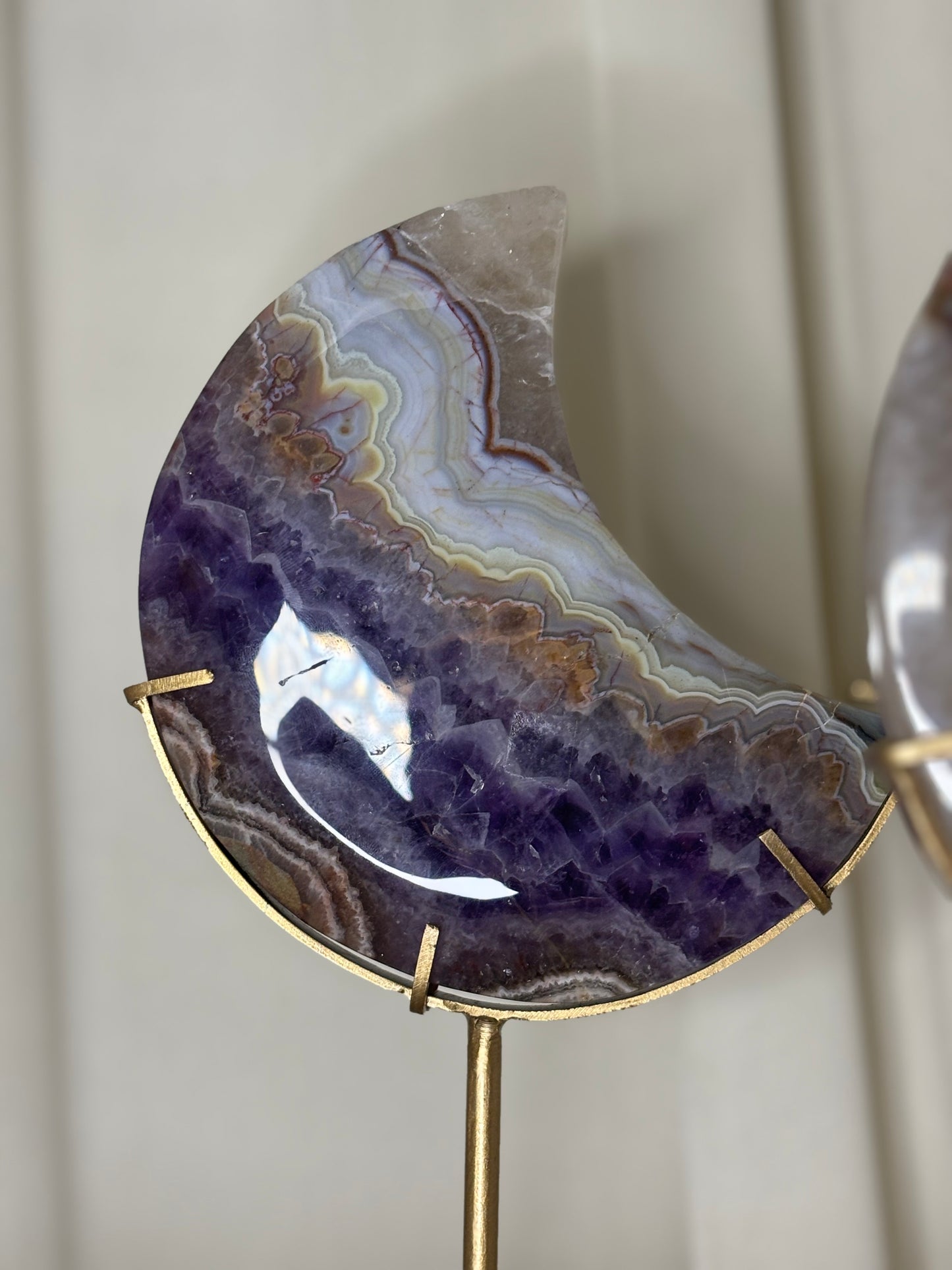 Boho Amethyst Moon on Gold Stand| Crazy Lace x Amethyst