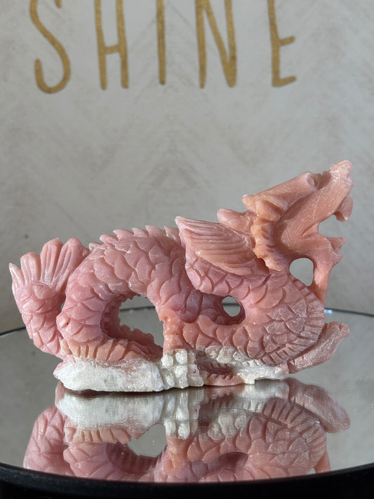 Pink Opal Dragon - HandCarved